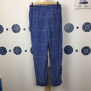Offer  Chico’s lounge casual beach pool pant blue white print silky size 00